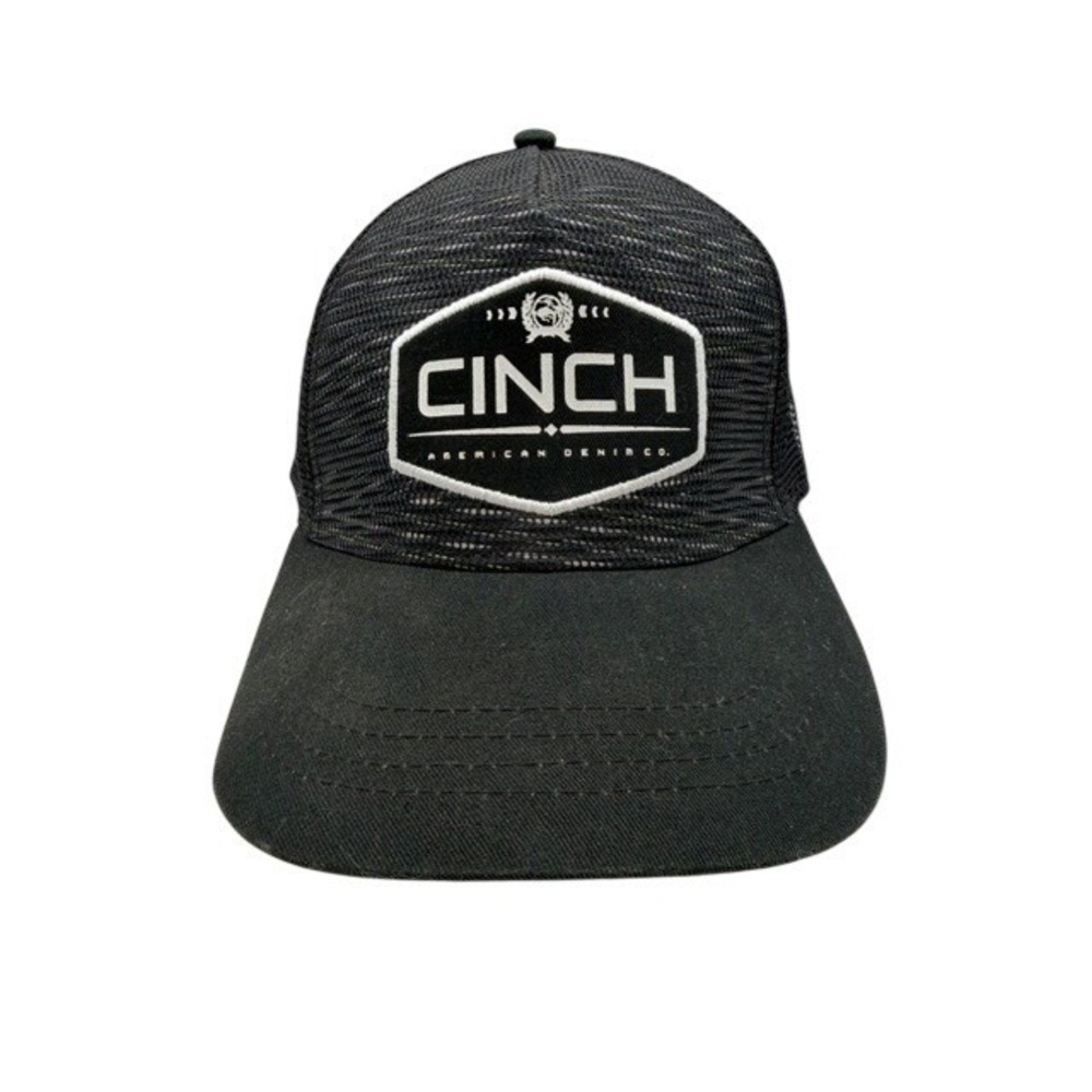 Cinch Trucker Hat Black Mesh Snapback‎ Patch Logo Western Cap Adjustable